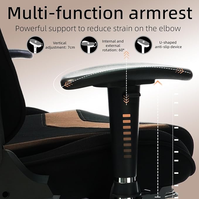 Fabric Gaming Chair, Skin-Friendly and Breathable, Manufactured by A Reputable Manufacturer, Safe and Stable, Specially Designed for Gaming.with Footrest Mg(1005-Brown)