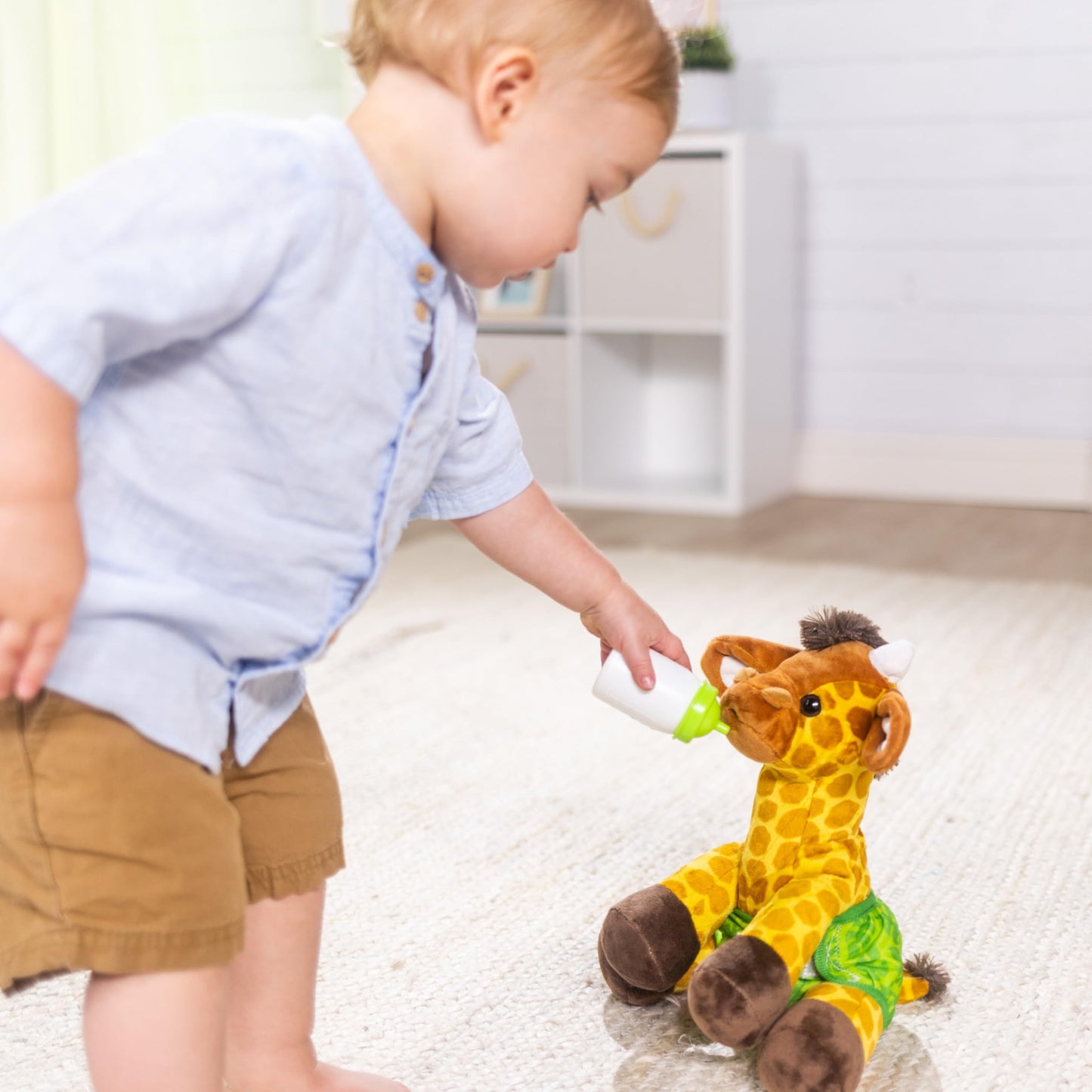 Melissa & Doug 11-Inch Baby Giraffe Plush Stuffed Animal with Pacifier, Diaper, Baby Bottle Toddler Animal Toys Ages 18+ Months