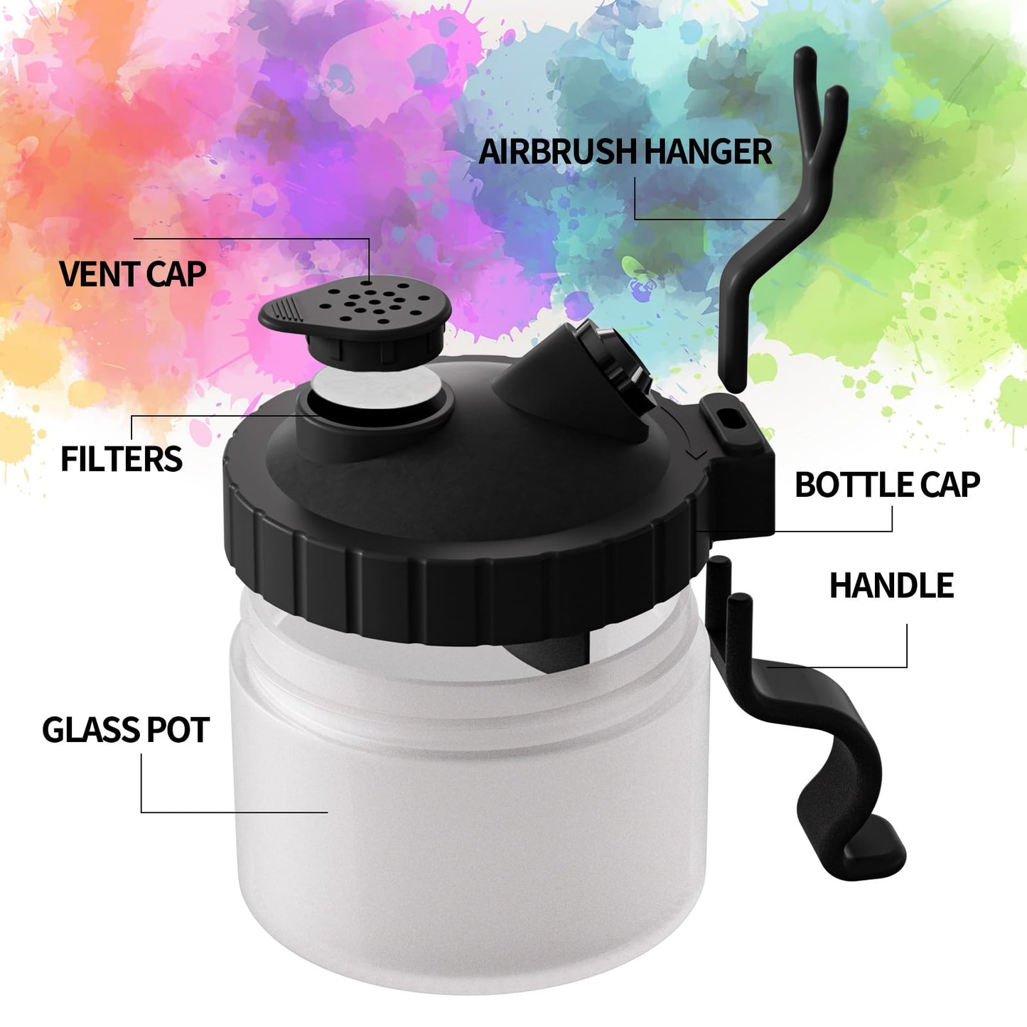 crpen Airbrush Kit with Brush Cleaner Solution Airbrush Cleaner Kit Airbrush Holder Stand Airbrush Cleaning Pot Airbrush Spray Cleaning Efficient Cleaning of Airbrushes (Black)