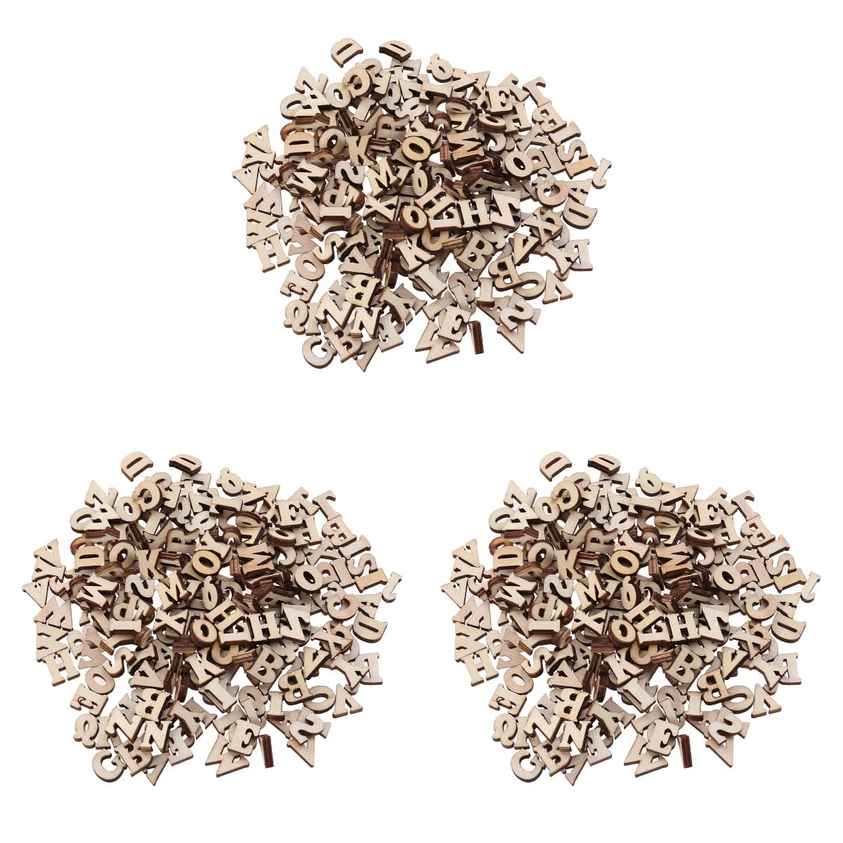 BESTOYARD 600Pcs 0.59 Inch Small Natural Wooden Letters Slices DIY Craft Embellishments for Scrapbooking Kids Educational Art Projects Christmas Decor