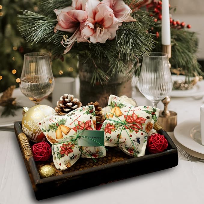 AUCUDA 4pcs Apple Cinnamon Sachet Bags for Christmas Decorations Drawers and Closets, Scented Potpourri Packets for Women Outfits, Winter Fragrance Pillow for Bedroom Indoor, Fresheners for Holiday.