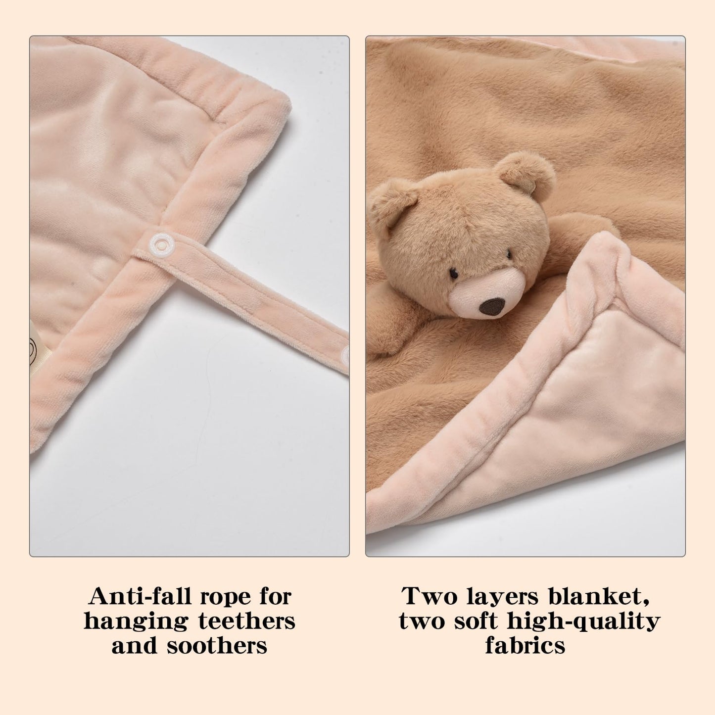 Baby Bear Security Blanket, Soft Loveys for Babies, Lovey for Newborn Boys and Girls, Gender Neutral Security Blanket with Stuffed Animal, Baby Snuggle Toy