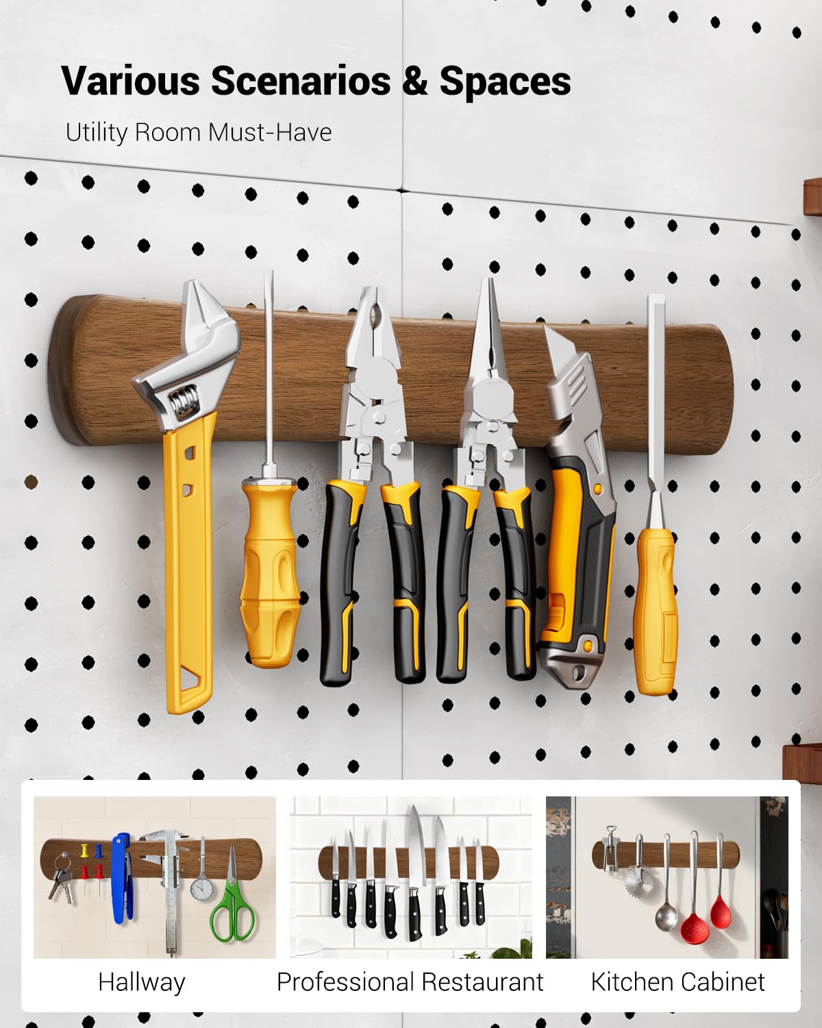 Swaitee Magnetic Knife Holder for Wall, 18 Inch Wood Strong Magnetic Knife Strip, Housewarming Gifts for New Home, Kitchen Storage Space Savers, Farmhouse Kitchen Utensil Organizer Essentials