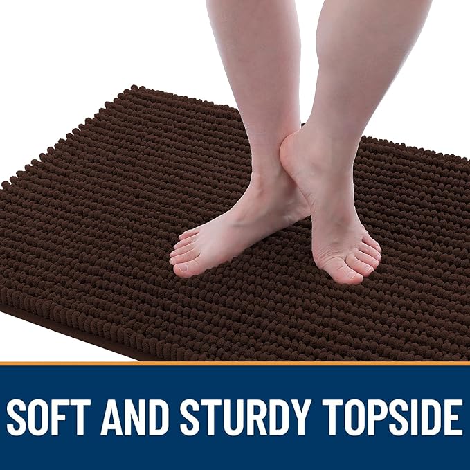 OLANLY Dog Door Mat for Muddy Paws 59x35, Ultra Absorbent Chenille Mud Doormat, Non-Slip Washable and Dirt Trapping Doormat for Indoor Entryway, Quick-Dry Indoor Pet Bed Mats for Dogs, Brown