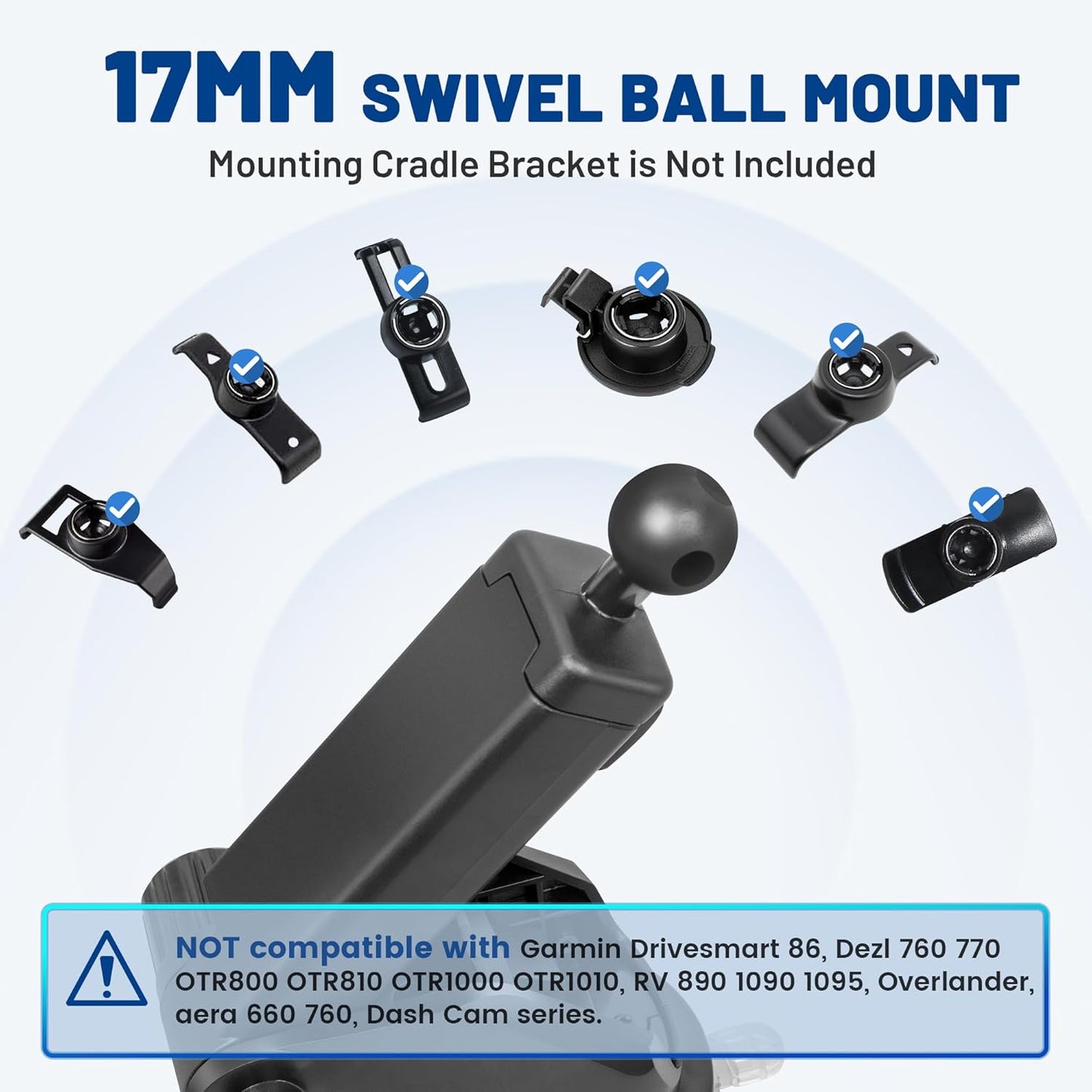 EWAY for Garmin GPS Mount w/Telescopic Extension Arm, Replacement Dash Ball Mount Holder for Dashboard Windshield Windscreen for Garmin Nuvi RV Dezl Drive Drivesmart Zumo Driveassist DriveLuxe