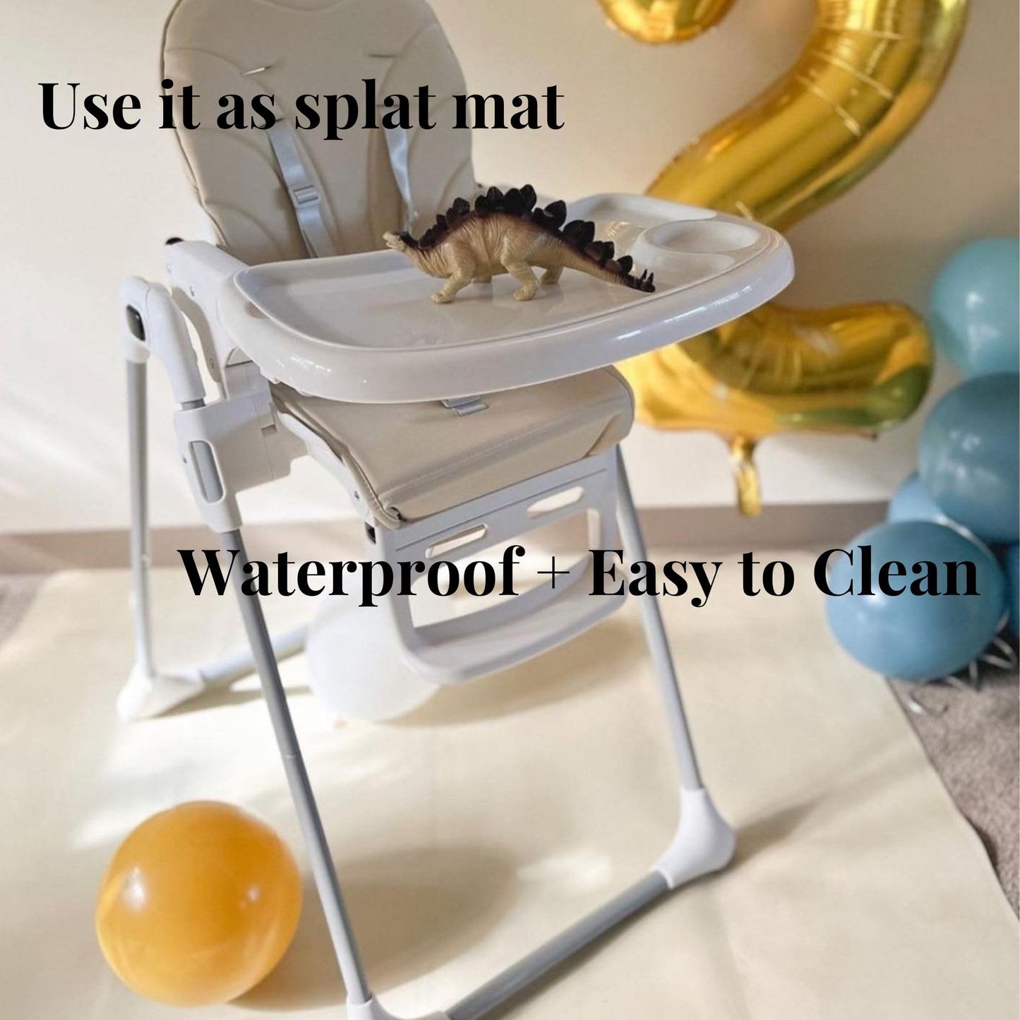 Uniklook Vegan Leather Mat Multipurpose Playmat Kids Infant Picnic Blanket - Waterproof Baby Splat mat for High Chair Sand Proof Beach Blanket Indoor Outdoor (Sage+Dawn Blue)