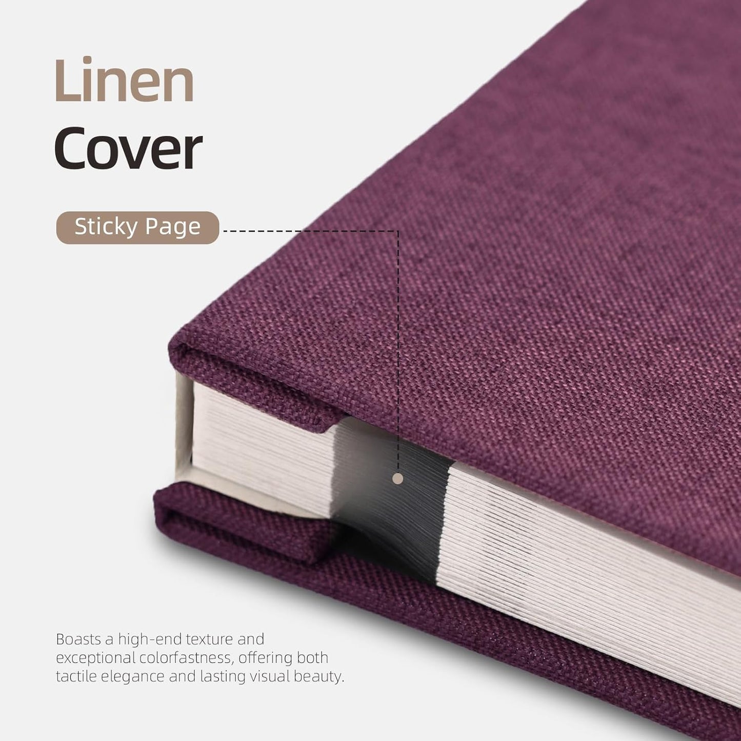 Vienrose Photo Album Self Adhesive 4x6 5x7 3x5 8x10 10x12 Scrapbook Album DIY Scrap Book with A Metallic Pen (13"x12.6" 60 Pages, Purple)