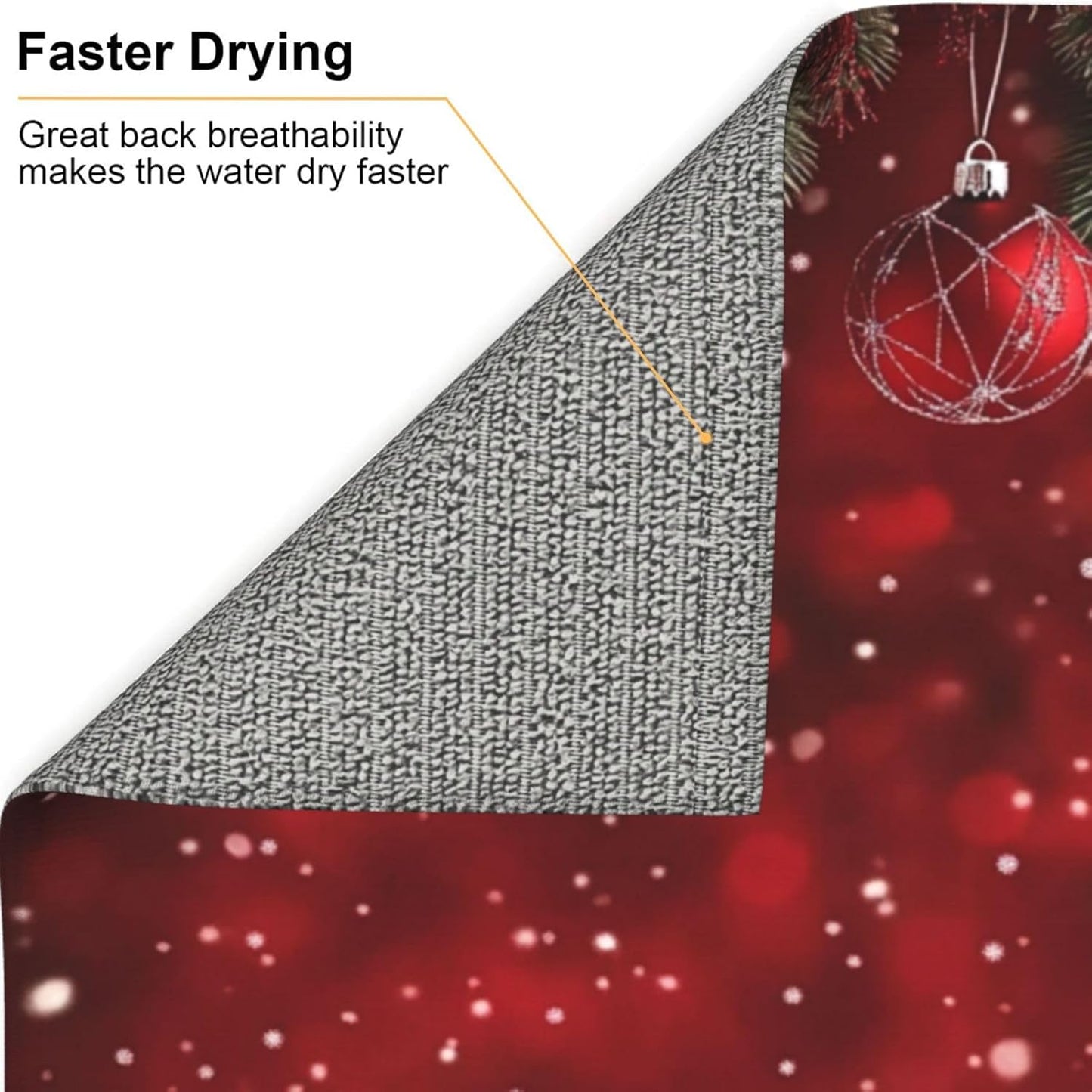 Dish Drying Mat Christmas Red Ball Winter for Kitchen Counter Absorbent 16x18 Inch Microfiber Dishes Plate Glass Dry Draining Pad Reversible Washable