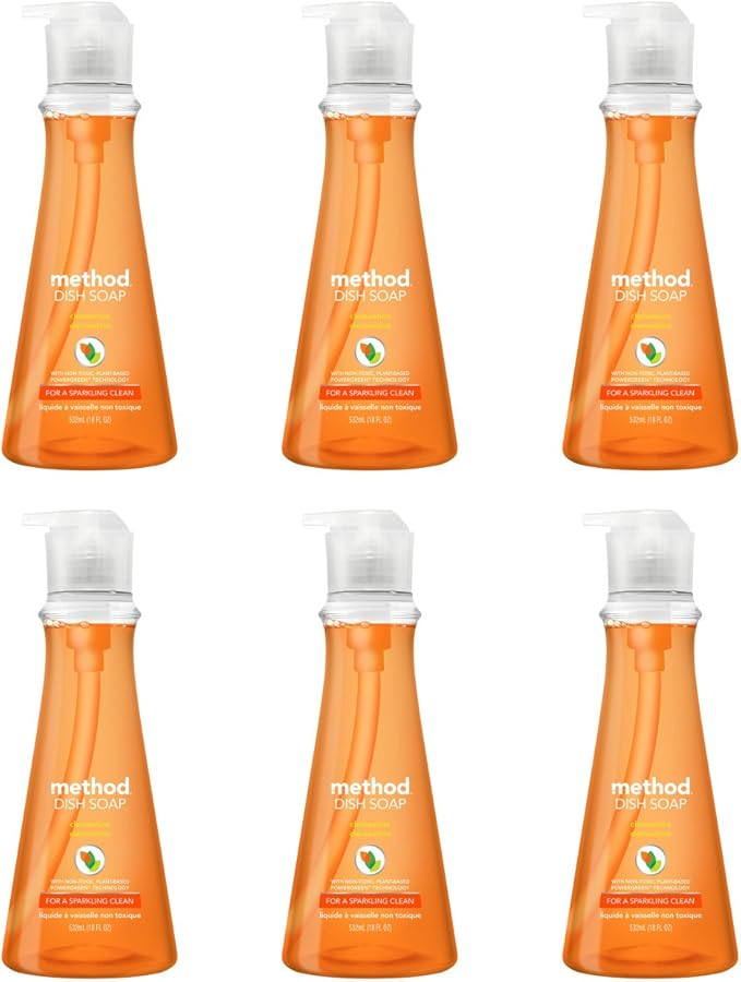 Method Dish Soap, Clementine, 18 Fl. Oz (Pack of 6)