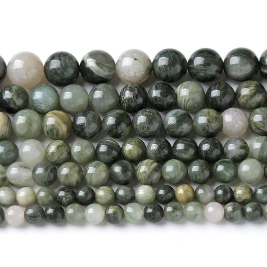 32pcs 12mm Natural Green Hair Quartz Stone Beads for Jewelry Making DIY Bracelet Necklace Accessories 15" Energy Healing Power Round Stone Beads (12mm, Green Hair Quartz)