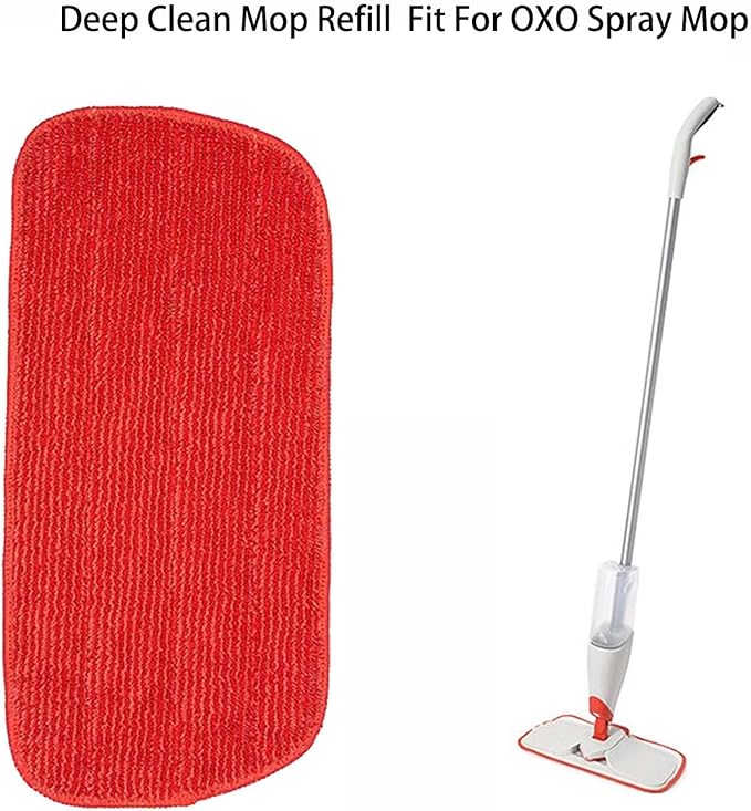 2 Pack Microfiber Reusable Replacement Mop Refill Mop Pads Compatile with OXO Good Grips Spray Mop,Dry ＆ Wet Mopping Cloth Refills for Floor Cleaning (Mop is Not Included) (2 Pack), Red