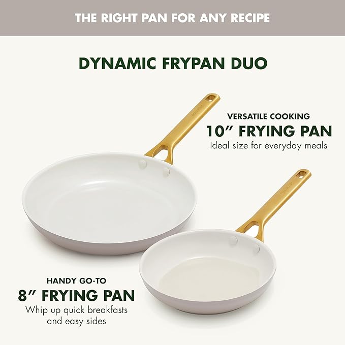 GreenPan Nonstick Reserve Pro 10” & 12” Frying Pan Set, NSF Certified Ceramic, Hard Anodized PFAS-Free Skillets, Stainless Steel Handles, Oven & Dishwasher Safe, Oyster Gray