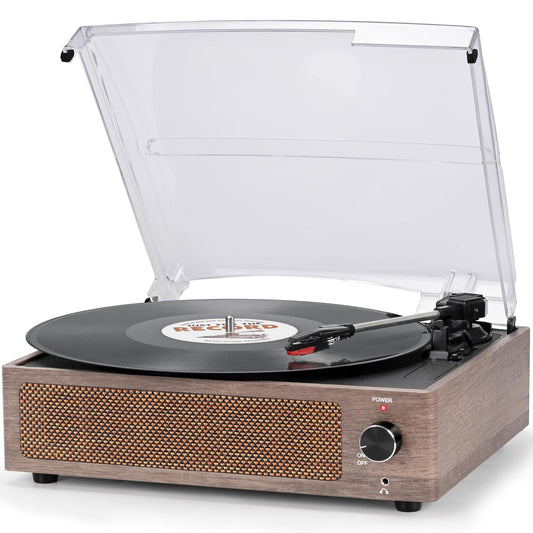 Vintage Record Player with Speakers Turntable for Vinyl Records Belt-Driven Turntable 3-Speed 3 Size Wireless Playback Headphone