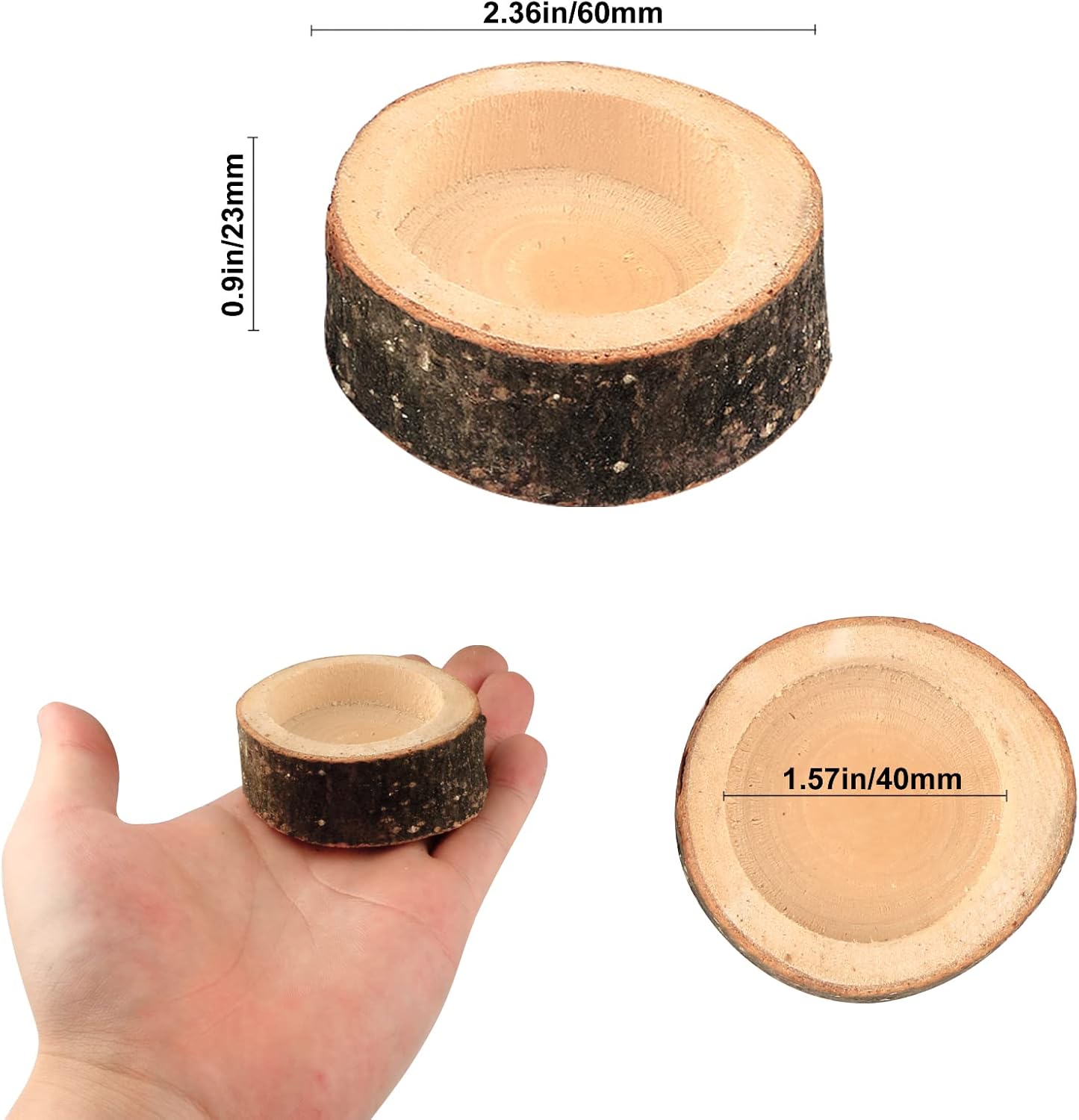 Set of 12 Wooden Tea Light Candle Holders, Personalized Natural Wooden Votive Vintage Tea Light Candle Holders for Rustic Centerpieces for Dining Table Wedding Party (2.36" W*0.98" H)