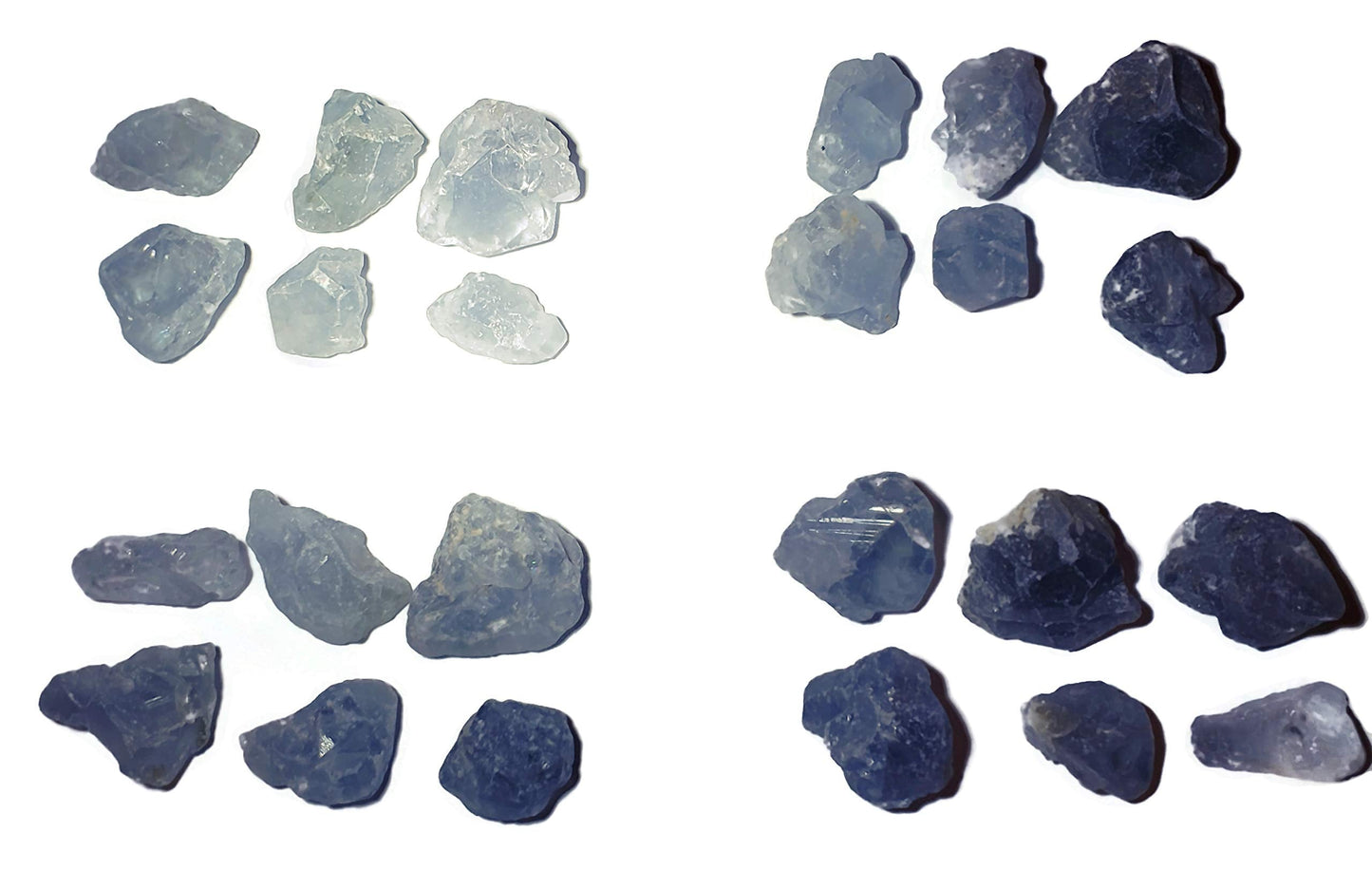 6pc Set Raw Celestite Celestine Small Rough Naturally Semi-Faceted & Semi-Translucent Healing Crystal Gemstone Specimen From Madagascar for Wire Wrapping, Meditation, & Metaphysical Uses