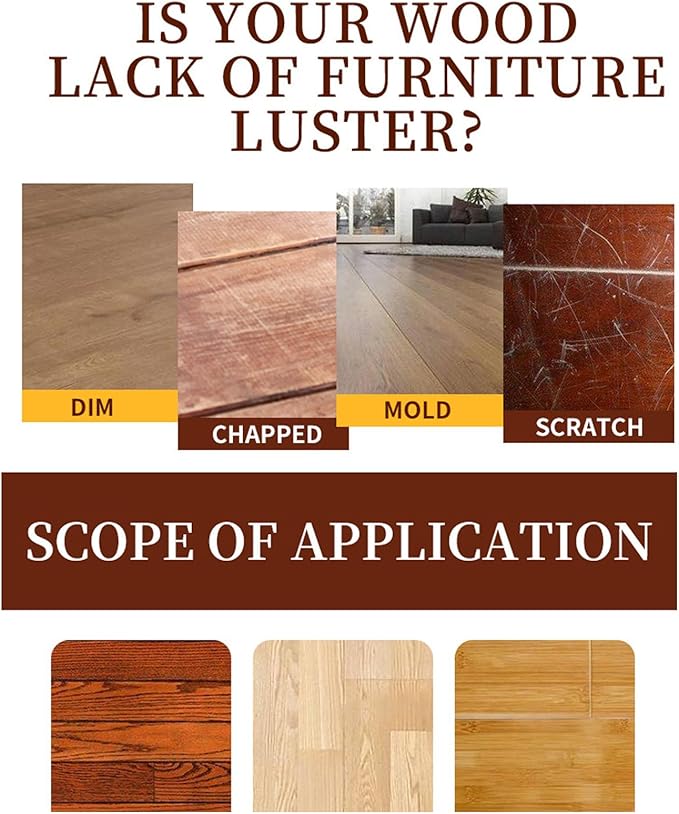 Wood Furniture Polish - 80g Natural Wood Floor & Furniture Conditioner | Safe Cleaner and Restorer for Kitchen, Bedroom, Living Room, Trim, Baseboard, Shelf & Table Surfaces