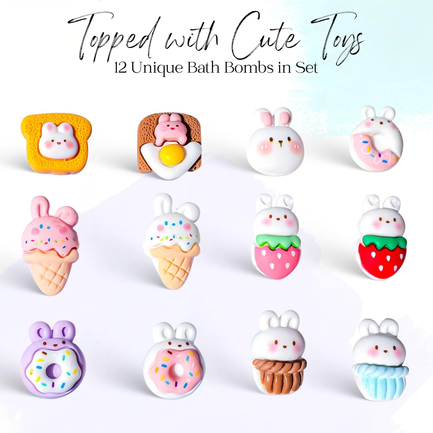 EvolutionUSA 12 Bloom Bath Bombs with Toys - Adorable Girl Bath Bomb Set, Bubbly Kids Bathbombs, Fizzy Bath Ball, Kids Bath Bombs for Girls, Childrens Bath Bomb Set Easter, Birthday, Christmas Gift