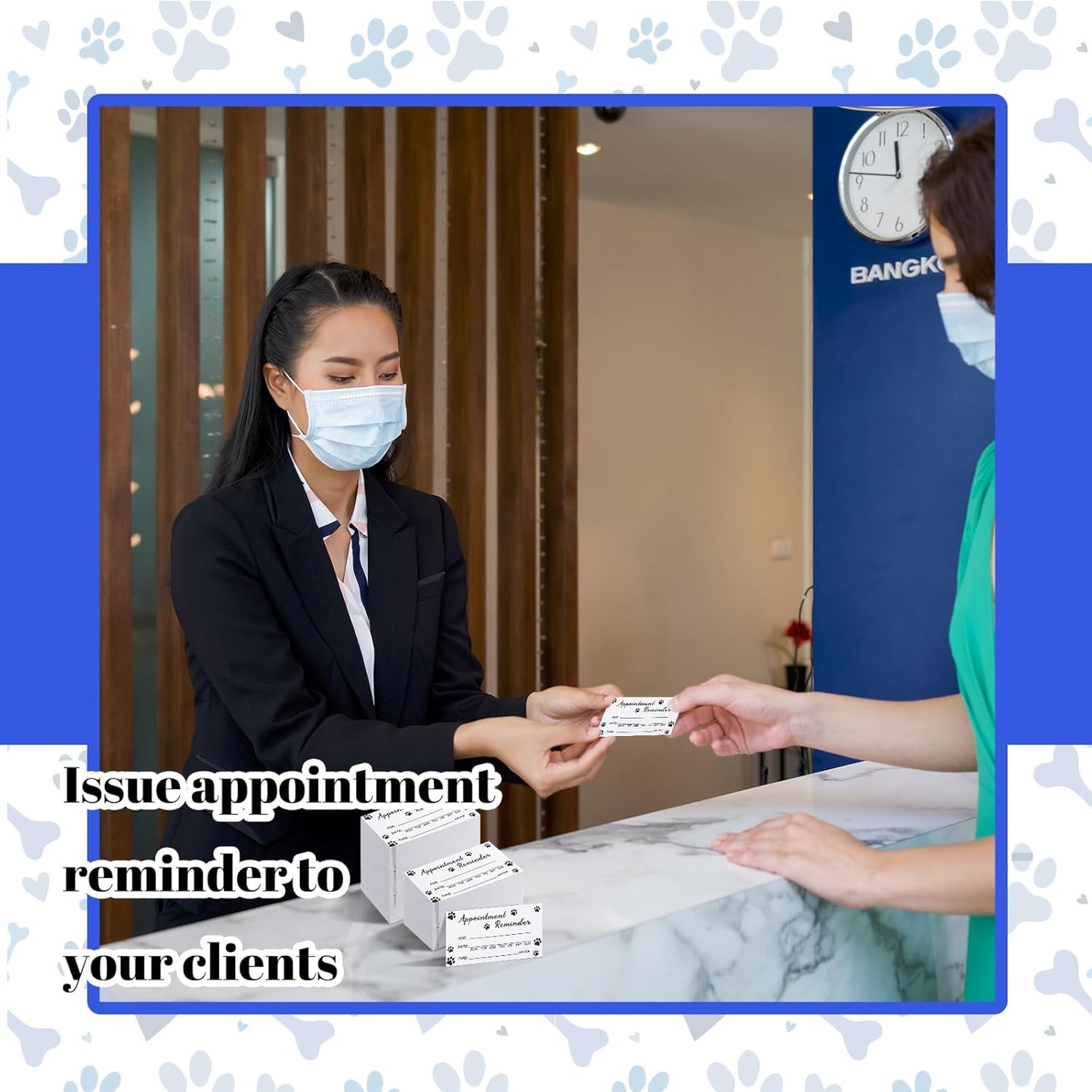 Seajan 1000 Pcs Pet Grooming Appointment Cards Bulk Paw Prints Appointment Reminder Cards for Dog Grooming, Pet Care, Client Business, Hair Salon, Dental Office, Massage Therapist and More, White