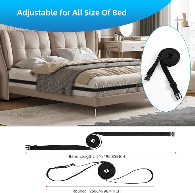 Sheet Fasteners, Adjustable Elastic Bed Sheet Holder Straps, Sheet Holder Band for Corners - Fits All Mattress Sizes