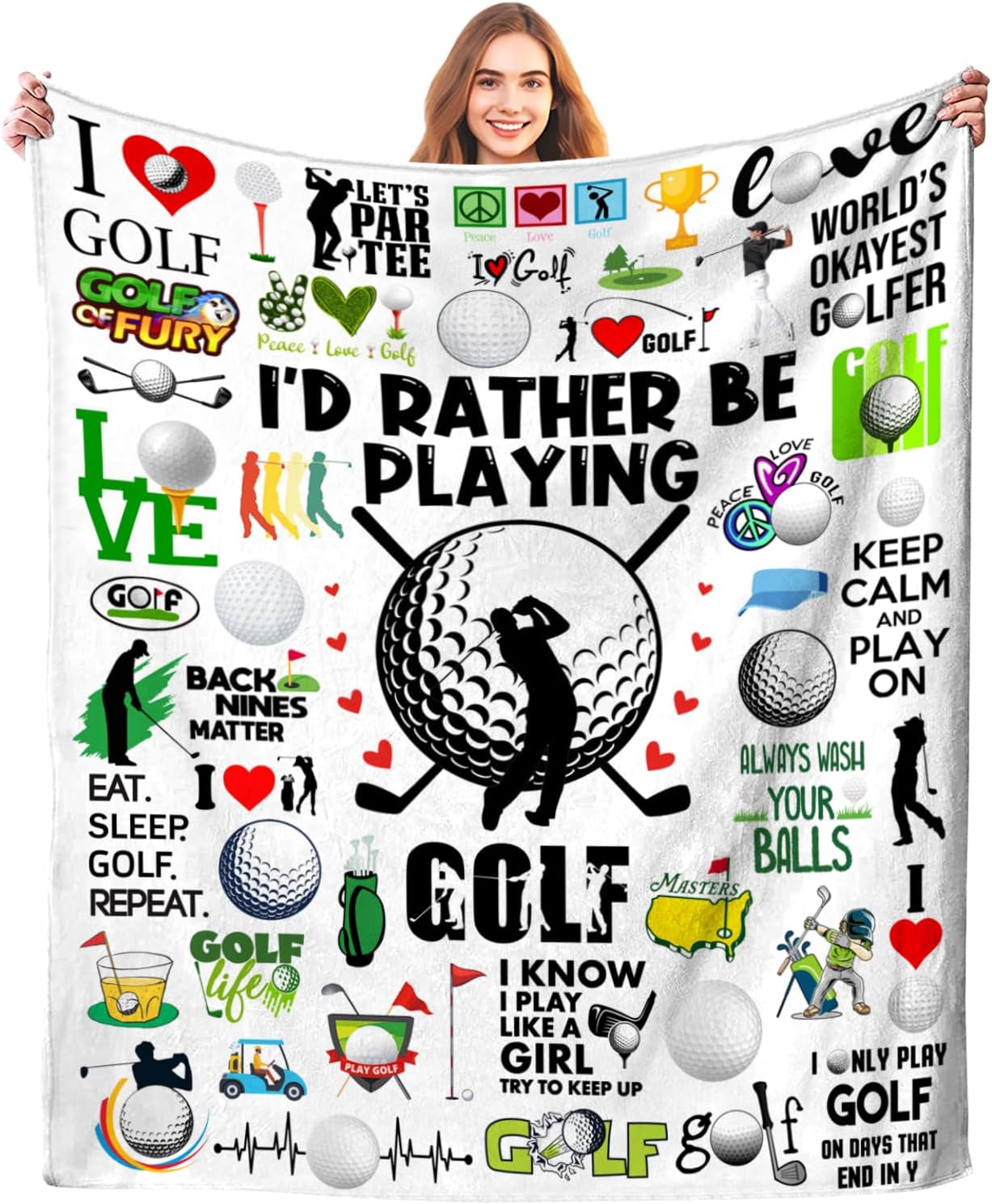 Golf Blanket Gifts Merch for Men Women Soft Flannel Golfing Theme Decor Blanket Stuff Bedding Gifts for Golf Lovers Boys Girls Men Women Adults 80"X60"