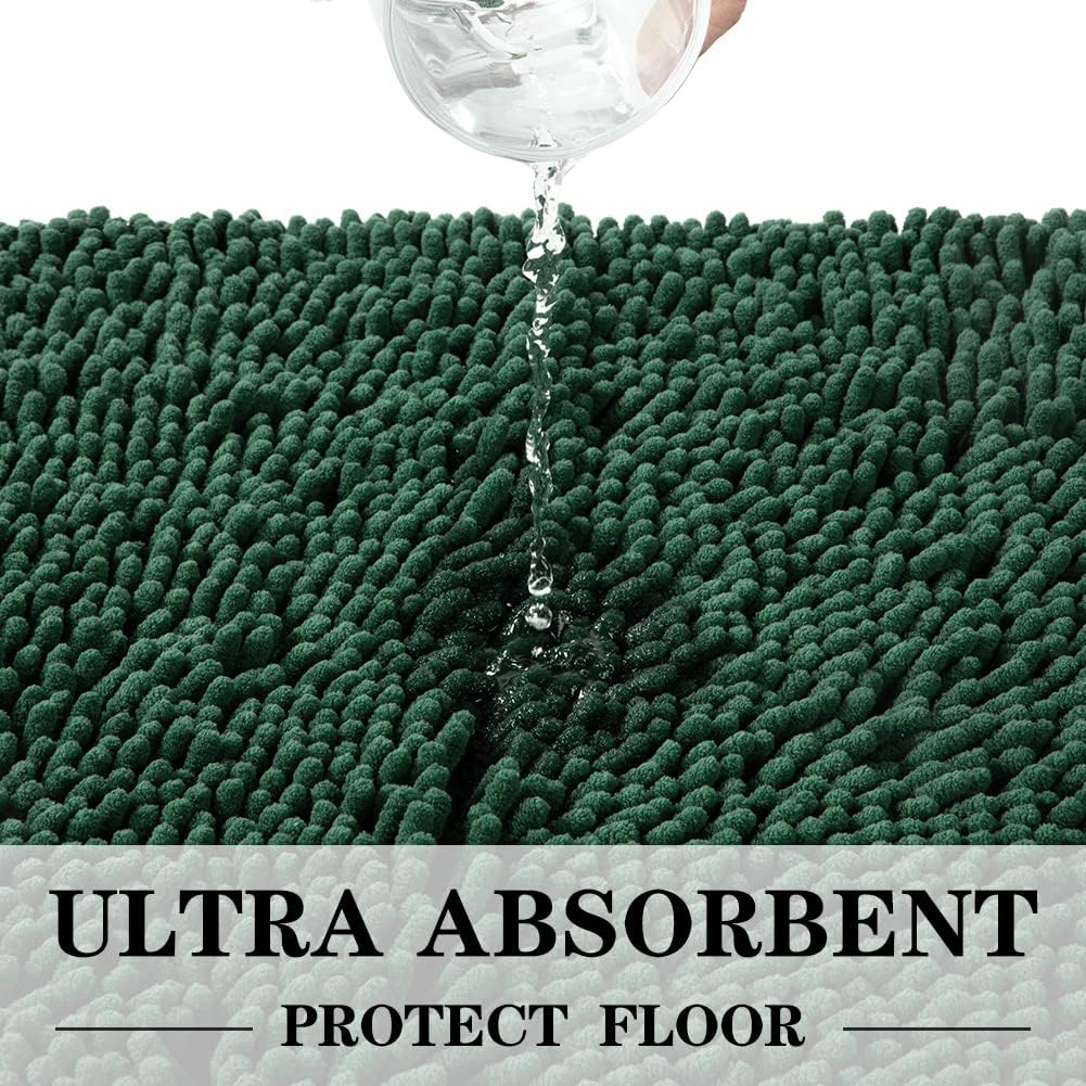 SONORO KATE Bathroom Rug,Non-Slip Bath Mat,Soft Cozy Shaggy Thick Bath Rugs for Bathroom,Plush Rugs for Bathtubs,Water Absorbent Rain Showers and Under The Sink (Green, 17"×24")