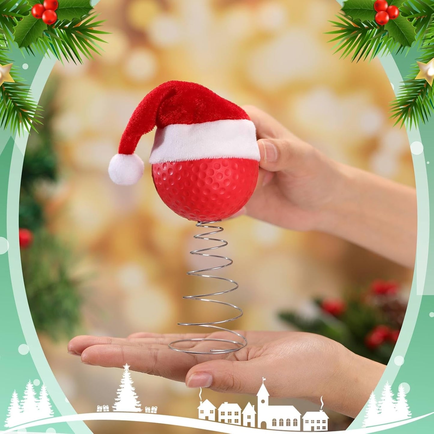 Soulchen 2.4 Inch Golf Christmas Tree Topper Ornament - Mini Tree Top Decor, Home Xmas Party & Tabletop Display - Gift for Men, Senior Fans, Players & Teams