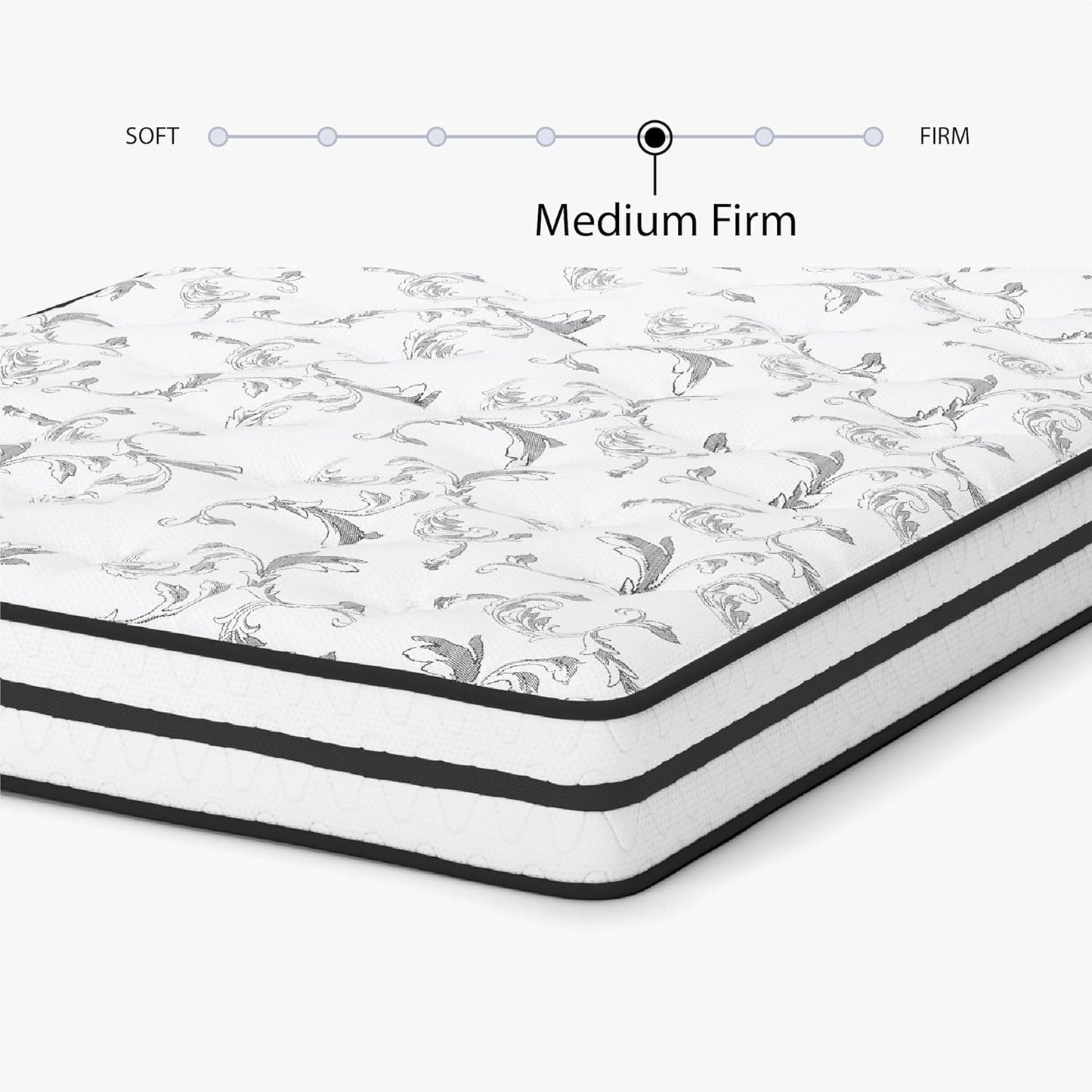 Signature Design by Ashley M69541 King Size Chime 8 Inch Medium Firm Innerspring Pressure Relief Quilt Foam, Fiberglass Free, Mattress in A Box