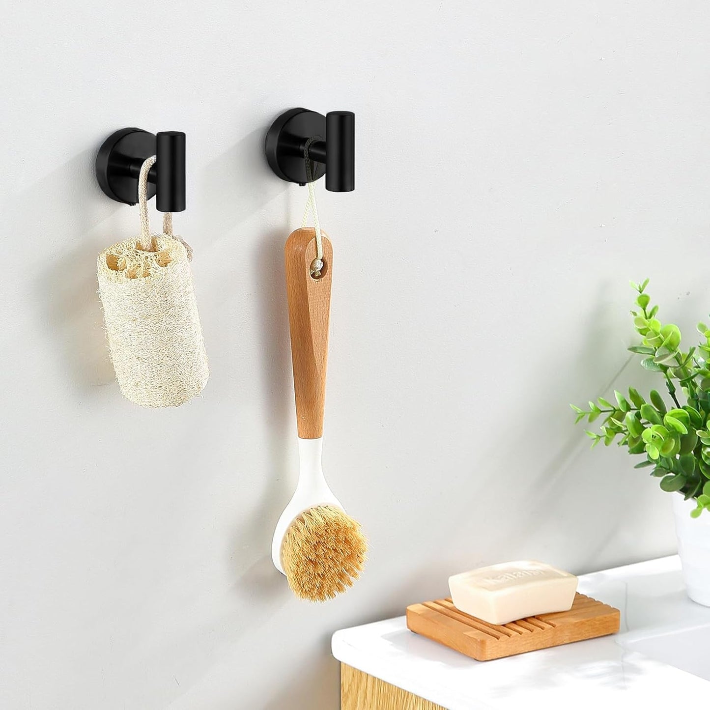 Bathroom Hardware Towel Bar Set - Matte Black Bathroom Accessories Set - Including 16" Hand Towel Bars - Toilet Paper Holders - Towel Rings - Robe Towel Hooks