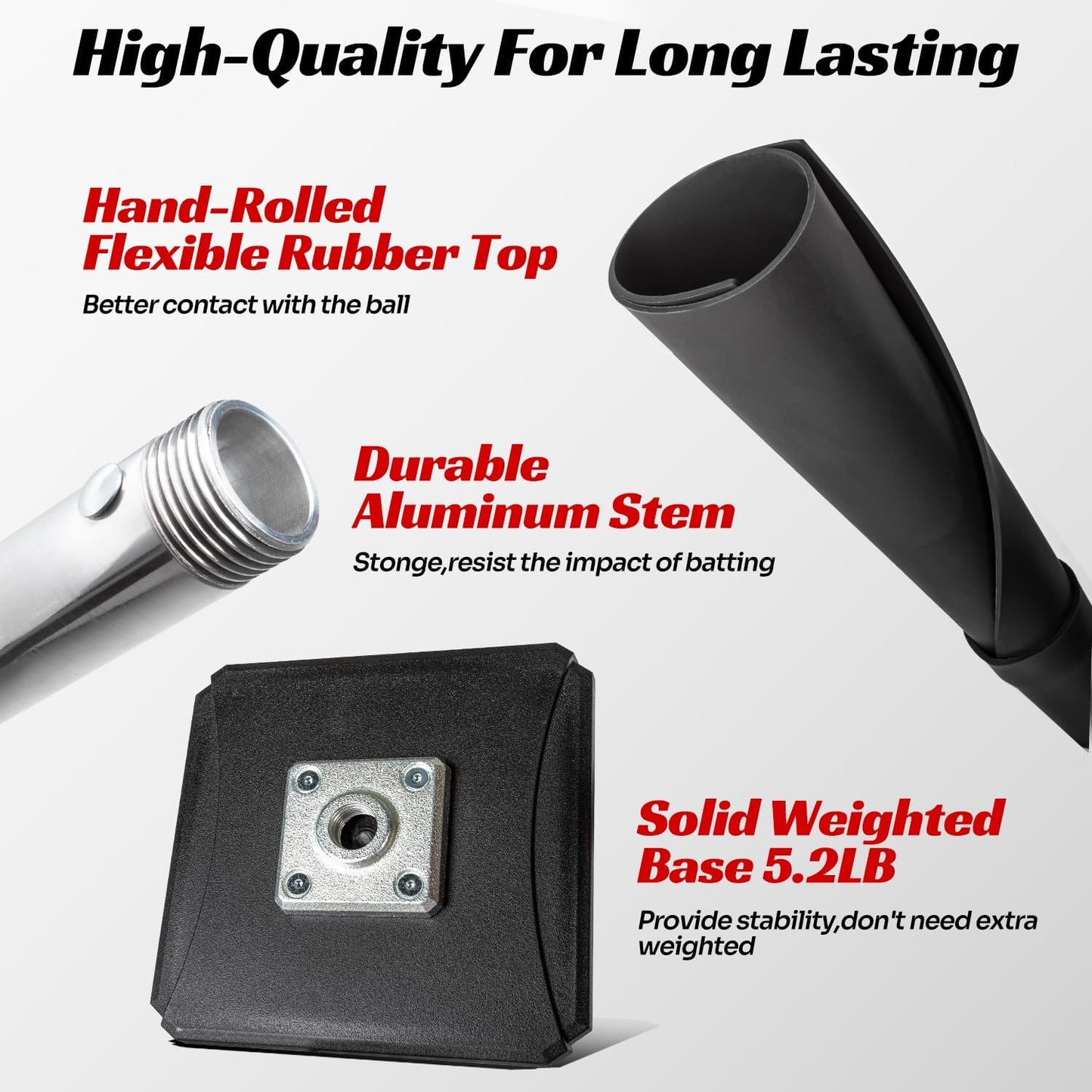 Portable Batting Tee,Height Adjustable from 25-37 inch Hitting Tee For Baseball and Softball, Easy Assemble Premium Baseball Tee with Rubber Top,Metal Base Softball Tee for Kids/Youths/Adults
