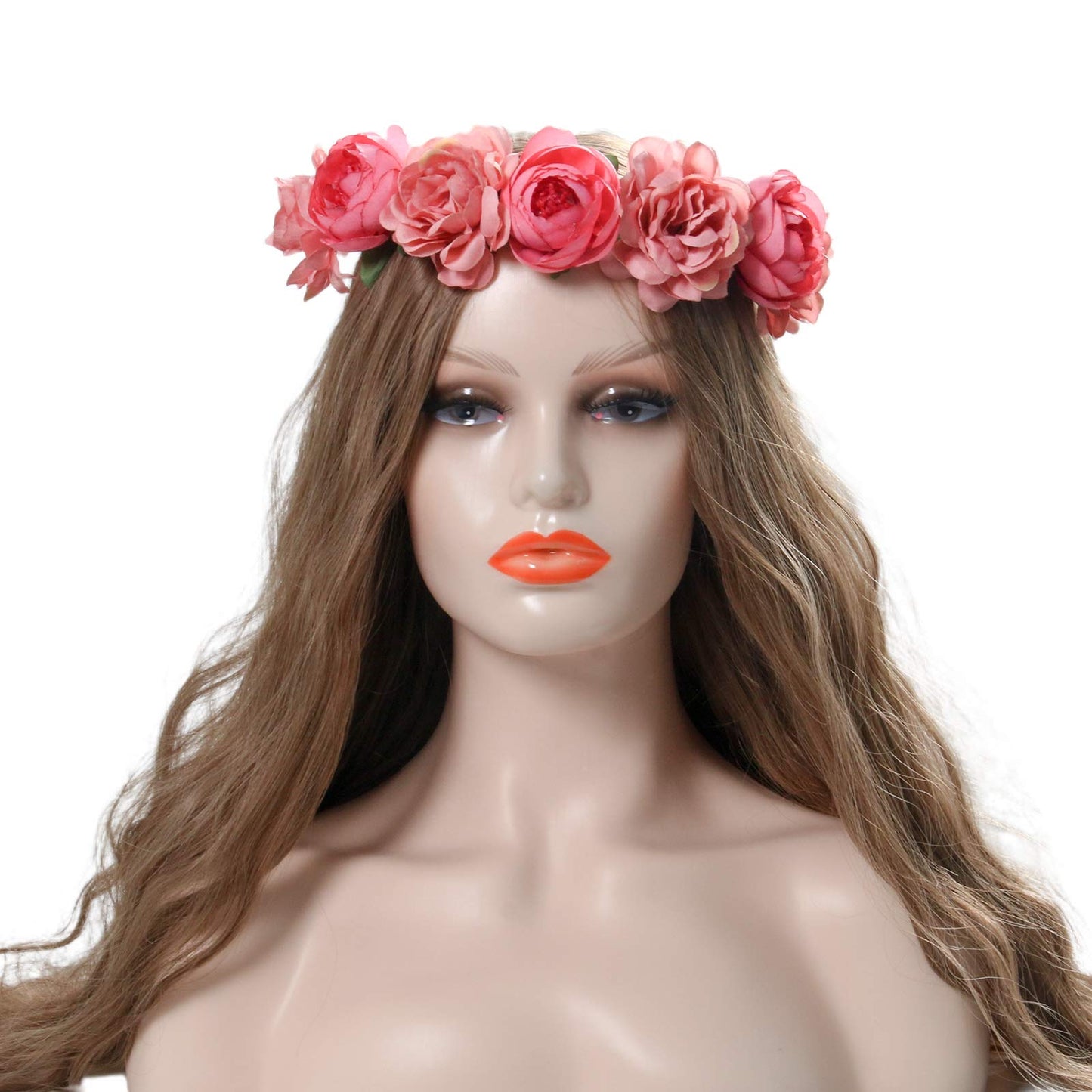 FirstCos Adjustable Rose Flower Crown for Women Girls Headbands Romantic Hair Wreath Halo Floral Garland Headpiece Wedding Birthday Party Maternity Photoshoot Props (2PCS Rose Flower Headbands)