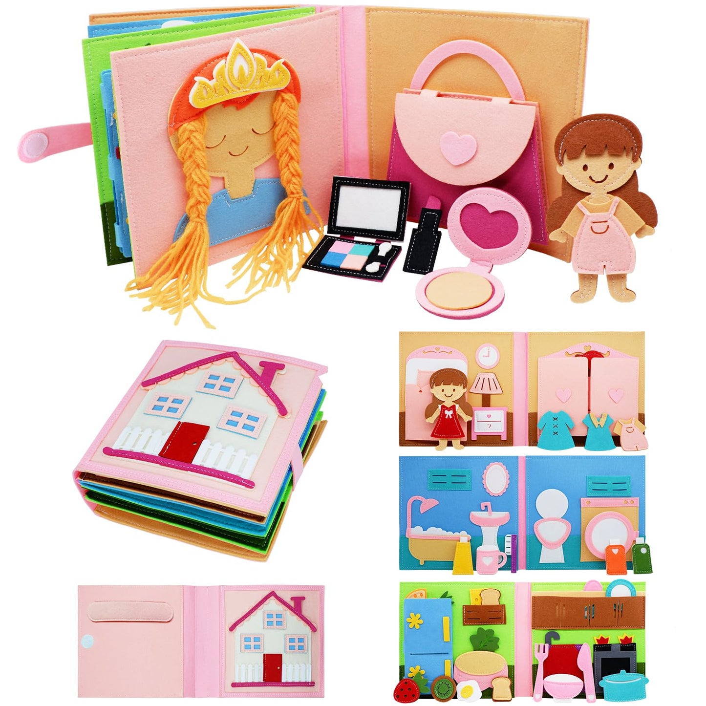 BizyKoady Montessori Felt Busy Book Toddlers Quiet Book Preschool Early Learning Educational Travel Toys for Kids Age 2 3 4 5 6 Years Travel Essentials Daily House Learning Activities Girls