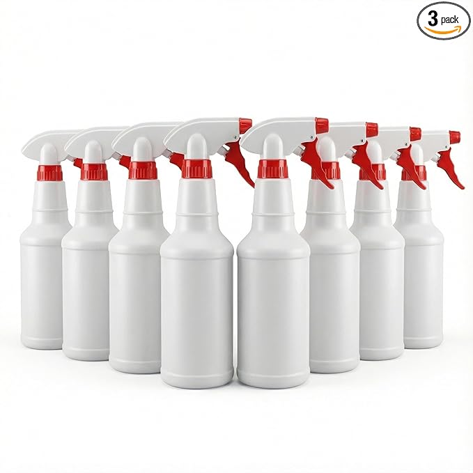 Angel-in-Armor 16oz Spray Bottles - 3-Pack - Heavy-Duty Adjustable Nozzle Mist & Stream Bottles for Cleaning, Hair Care, Gardening, Water Spray, Household, Fabric, and Multipurpose Use