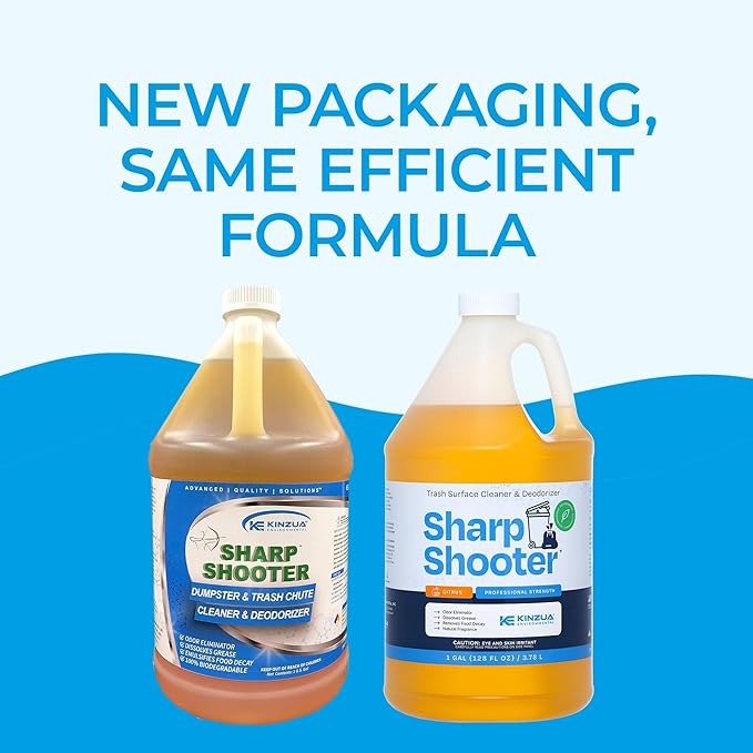KINZUA ENVIRONMENTAL Sharpshooter, Heavy-Duty Trash Can Odor Eliminator & Degreaser, Garbage Surface Cleaner and Deodorizer Foam, Professional-Grade, Fresh Citrus Scent, 1 Gallon