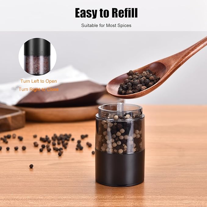 Electric Salt and Pepper Grinder Set Rechargeable Salt and Pepper Grinder Set with Adjustable Coarseness, Salt and Pepper Shakers for Kitchen Gadgets