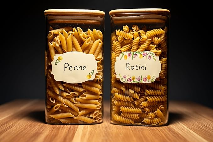 MONEST Waterproof Label Stickers for Jars and Lids, Pantry, Mason Jar, Canning, Spice, Bottle Labels (Yellow Tulip 2"x3")