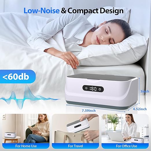 Ultrasonic Jewelry Cleaner: 48Khz Ring Cleaner Ultrasonic Machine with Digital Timer, 4 Cleaning Modes, 24W Sonic Cleaner for Jewelry, Glasses, Retainer, Watch Strap, Home & Travel Use, 13.5oz