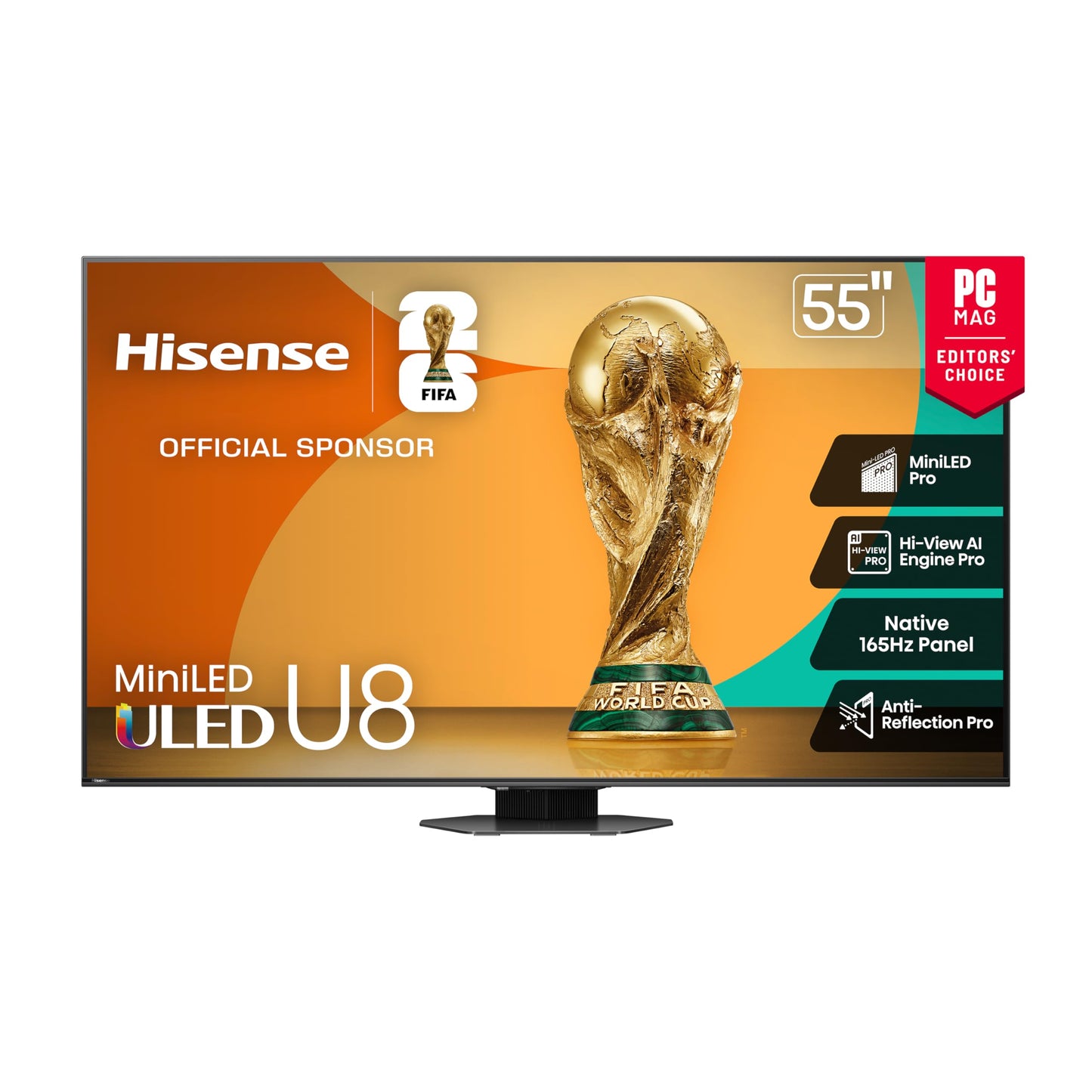 Hisense 55 Class U8 Mini-LED ULED 4K UHD Google Smart TV (55U8QG, 2025 Model) - QLED, Native 165Hz, VRR 288, Up to LD5600, 5000