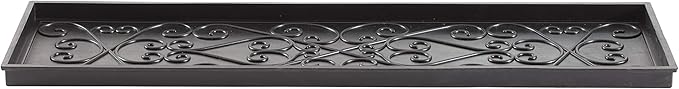 Anji Mountain Rubber Boot/Shoe Tray with Coir, Fits 4 Pair (46.5" Wide), Black and Ivory Diamond Insert