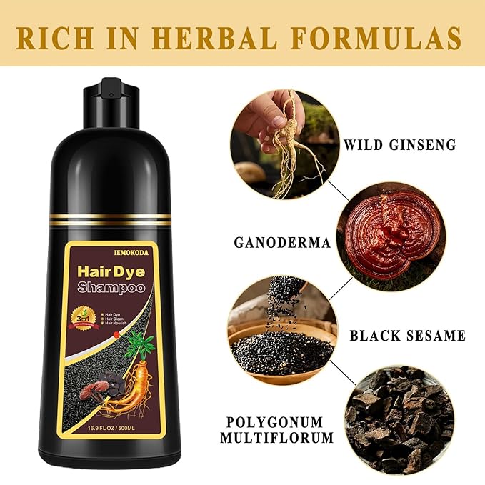 Dark Brown Hair Dye Shampoo 3 in 1 for Gray Hair, Long-lasting & Natual Hair Color Shampoo, Herbal Ingredients Natural Shampoo Hair Dye Effect in Minutes, Gifts for Men Women 500ml