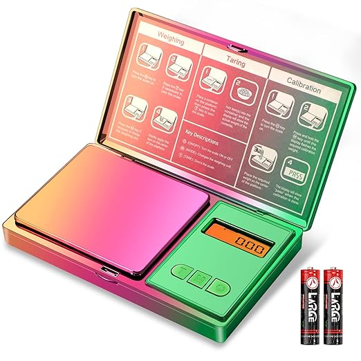 Digital Pocket Scale 300g/0.01g(10.58 oz x 0.001 oz),Rainbow Mini Scale for Food Ounces and Grams,Iridescent Plating Small Jewelry Gram Scale, Tare for Jewelry, Medicine, Coffee,Herbs,Coins