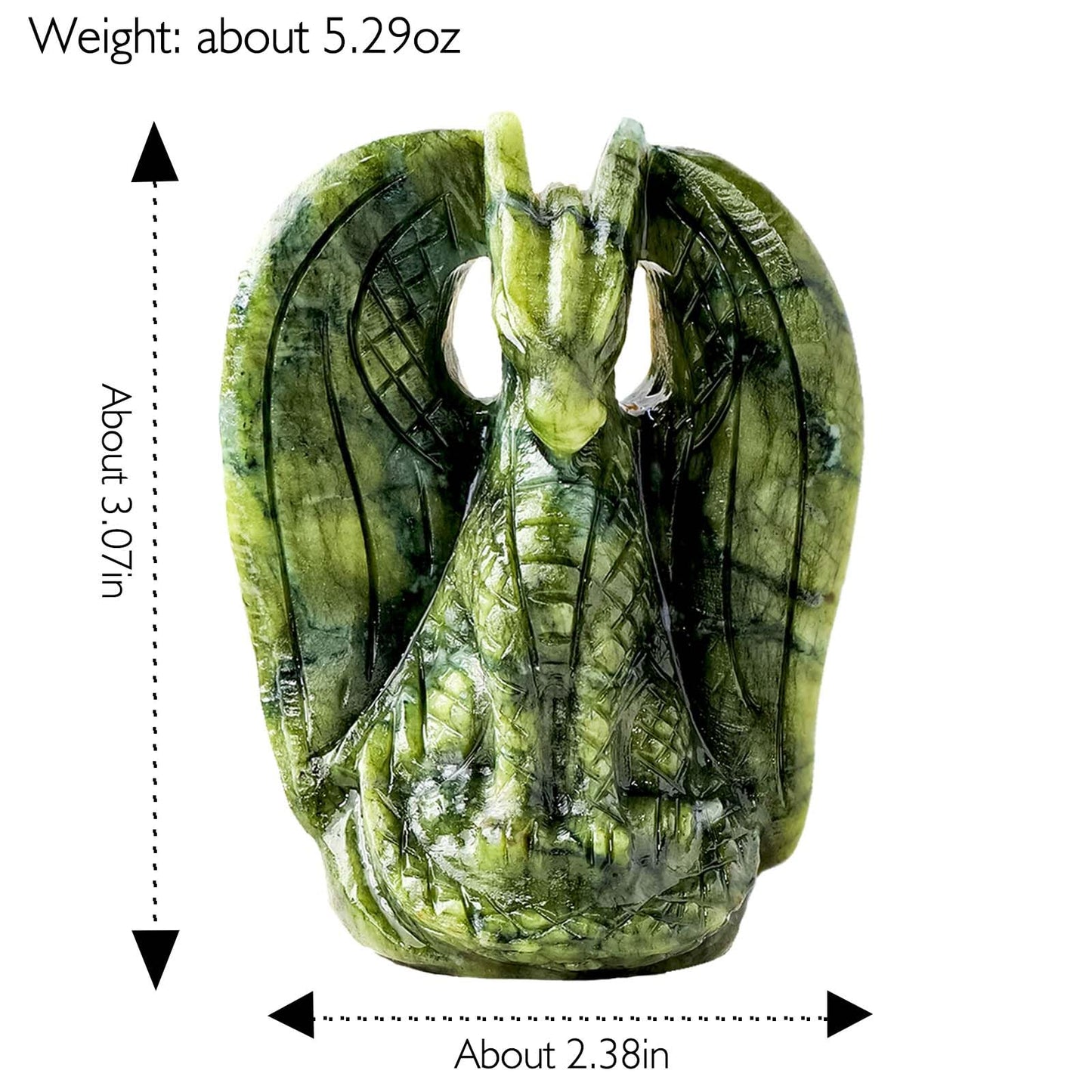 Apengshi Dragon Statue Natural Green Jade Crystal Animal Figurine, Decorative Collectible Sculpture for Home Office Desk Gift for Teen Men Women, for Gamers & Collectors(Classic Style)