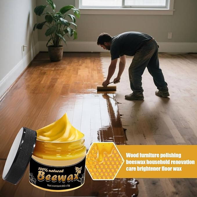 Wood Furniture Polish - 80g Natural Wood Floor & Furniture Conditioner | Safe Cleaner and Restorer for Kitchen, Bedroom, Living Room, Trim, Baseboard, Shelf & Table Surfaces