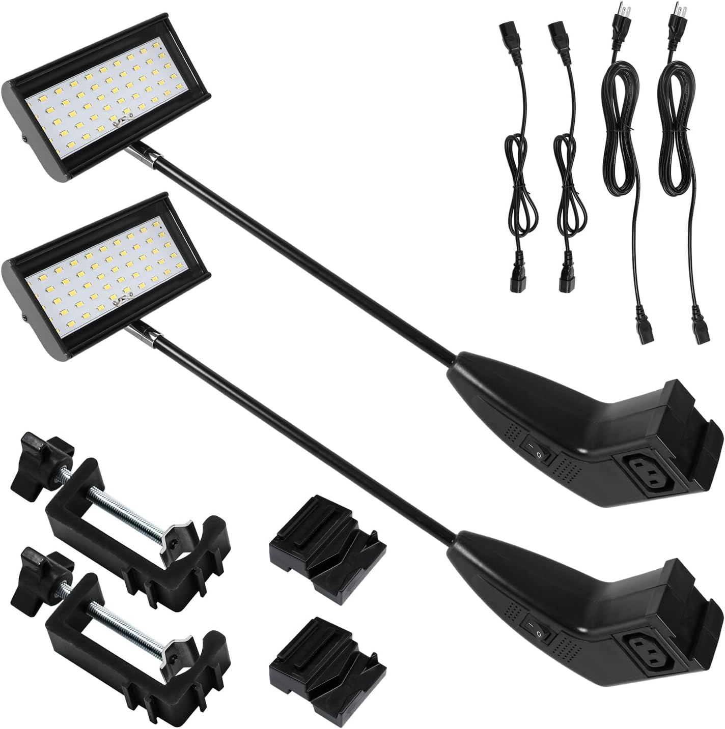 Trade Show Lights LED Display and Exhibit Arm Lighting, Connectable Tradeshow Lights Included Clamps, Mounting Brackets, Power Cables, Connect Cables (2pcs Black) (Black)