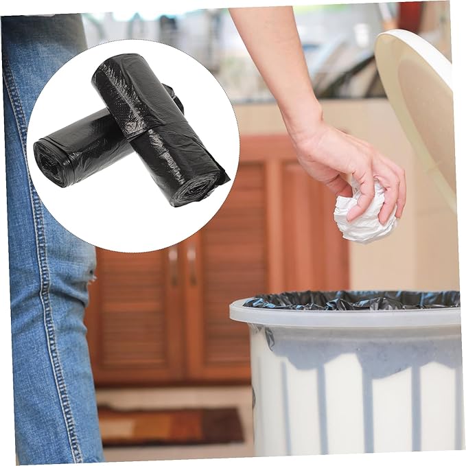 GANAZONO 100pcs Thickened Biodegradable Plastic Garbage Bags Strong Trash Liners for Home Kitchen Bathroom Office Disposable Handheld Refuse Bags Black
