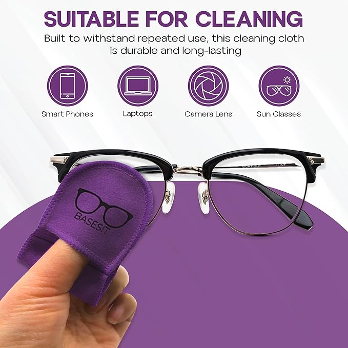 Eyeglass Cleaner Cloth 4 Pack, Eye Glasses Cleaner Wipes, Lens Cleaner, Anti-Scratch, Screen Cleaning Cloth, Eyeglass Cleaning Cloth, Lens Cloth, Eye Glasses Cleaner Cloth (Orange/Purple)