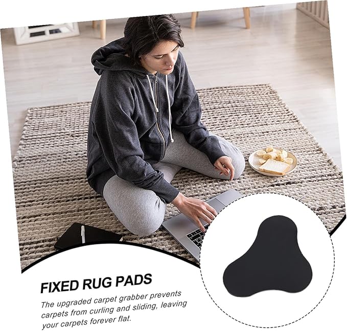 10Pcs Reusable Washable Rug Tape Grippers Non-Slip Double-Sided Carpet Stickers for Hardwood Floors Area Rugs Mats Prevent Curling Sliding Safe Home Use