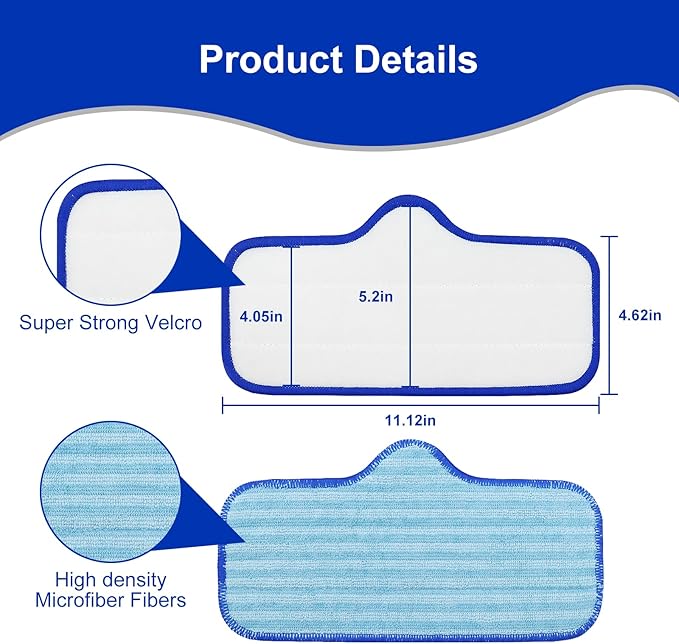 Microfiber Pads for Dupray Neat Steam Cleaner, Durable, Reusable and Machine Washable, Microfiber Replacement Mop Pads for Dupray Steam Cleaner Accessories, 3Pack