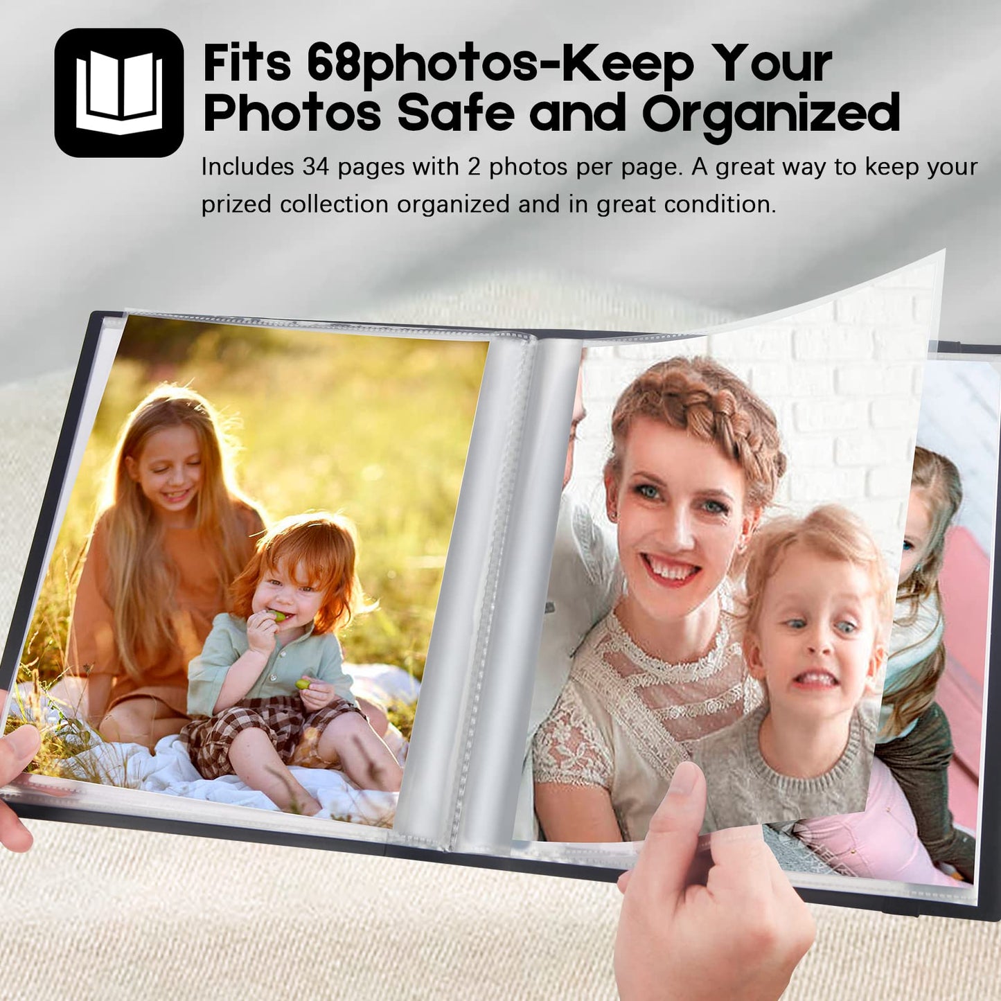 Aevdor Photo Album 8x10, 8x10 Photo Album Book Holds 68 Photos, Art Portfolio Binder for 8 x 10 Pictures, 10 x 8 Sheet Protector Folder for Photos, Kids Artwork, Sketch (Black)