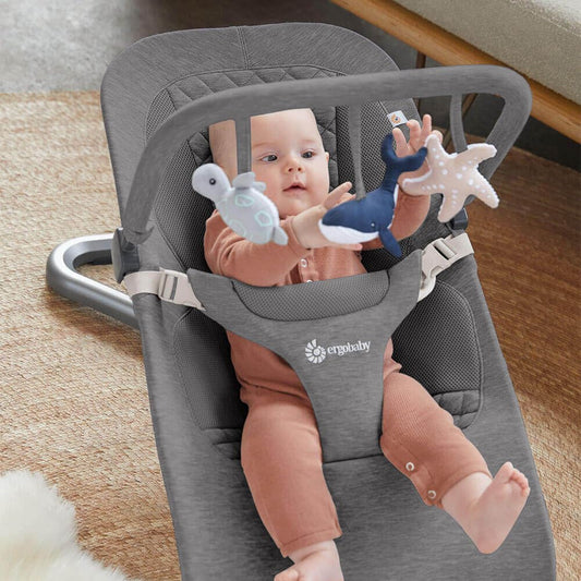 Ergobaby Evolve 3-in-1 Bouncer Toy Bar Accessory, Ocean Wonders - Charcoal Grey