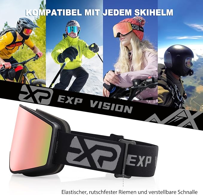 EXP VISION Ski/Snowboard Goggles Parent-child Snow Goggles Over Glasses for Men, Women Youth Kids